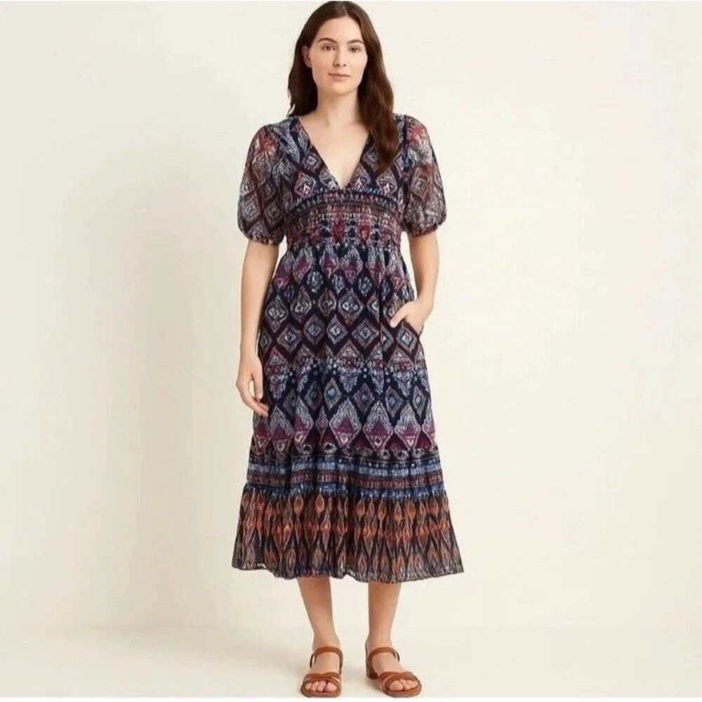 Old Navy Womens Dress Tiered Aztec Smocked Waist Size Medium